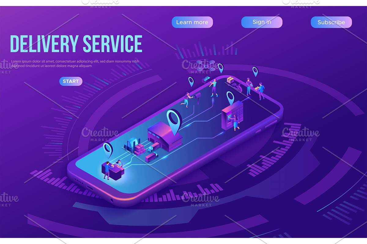 Isometric delivery service with, a Person Illustration by Nadine's illustrations