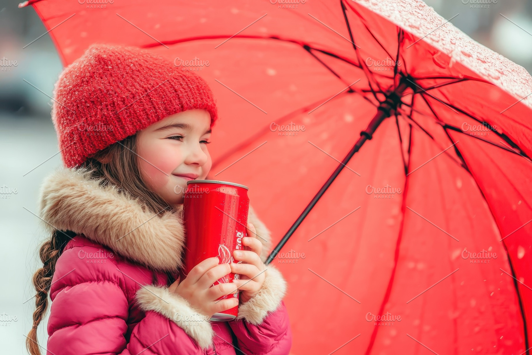 Cute little girl enjoys a drink unde, a Photo by Iftikhar Alam