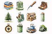 Watercolor Camping Clipart, a Seasonal Illustration by Design Market (Thumbnail 3 of 4)