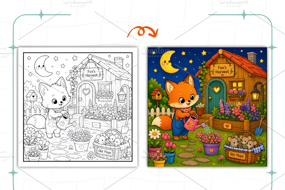 Whimsical Cozy Worlds Coloring Pages, a Decorative Illustration by Ink Gallery (Photo 5 of 8)