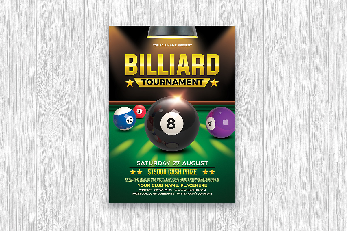 Billiard Tournament, a Print Template by DesignWorkz