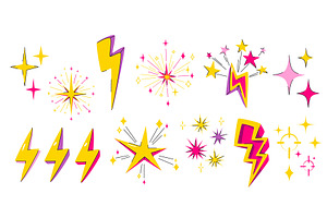 Colorful lightning bolt and star, an Object Illustration by art PVP - market