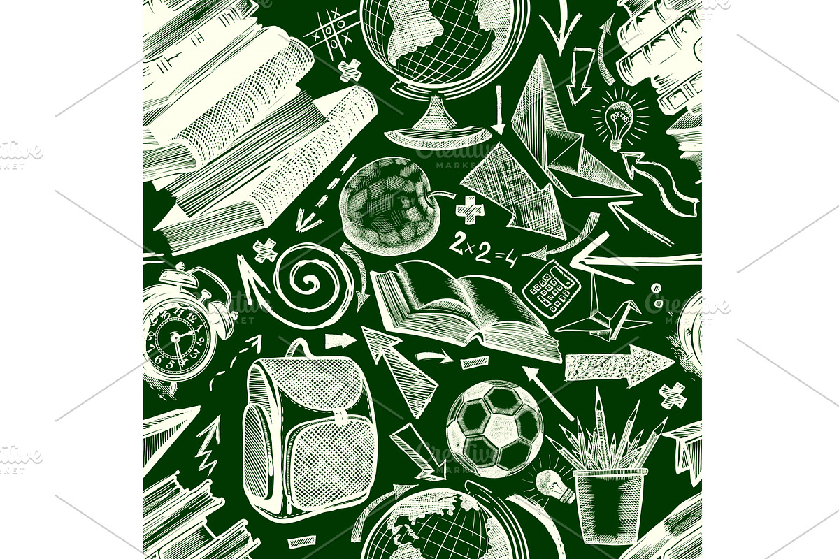 Seamless background school board, an Education Illustration by Nenahliadava Design