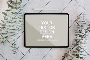 iPad Mockup with Eucalyptus Plant