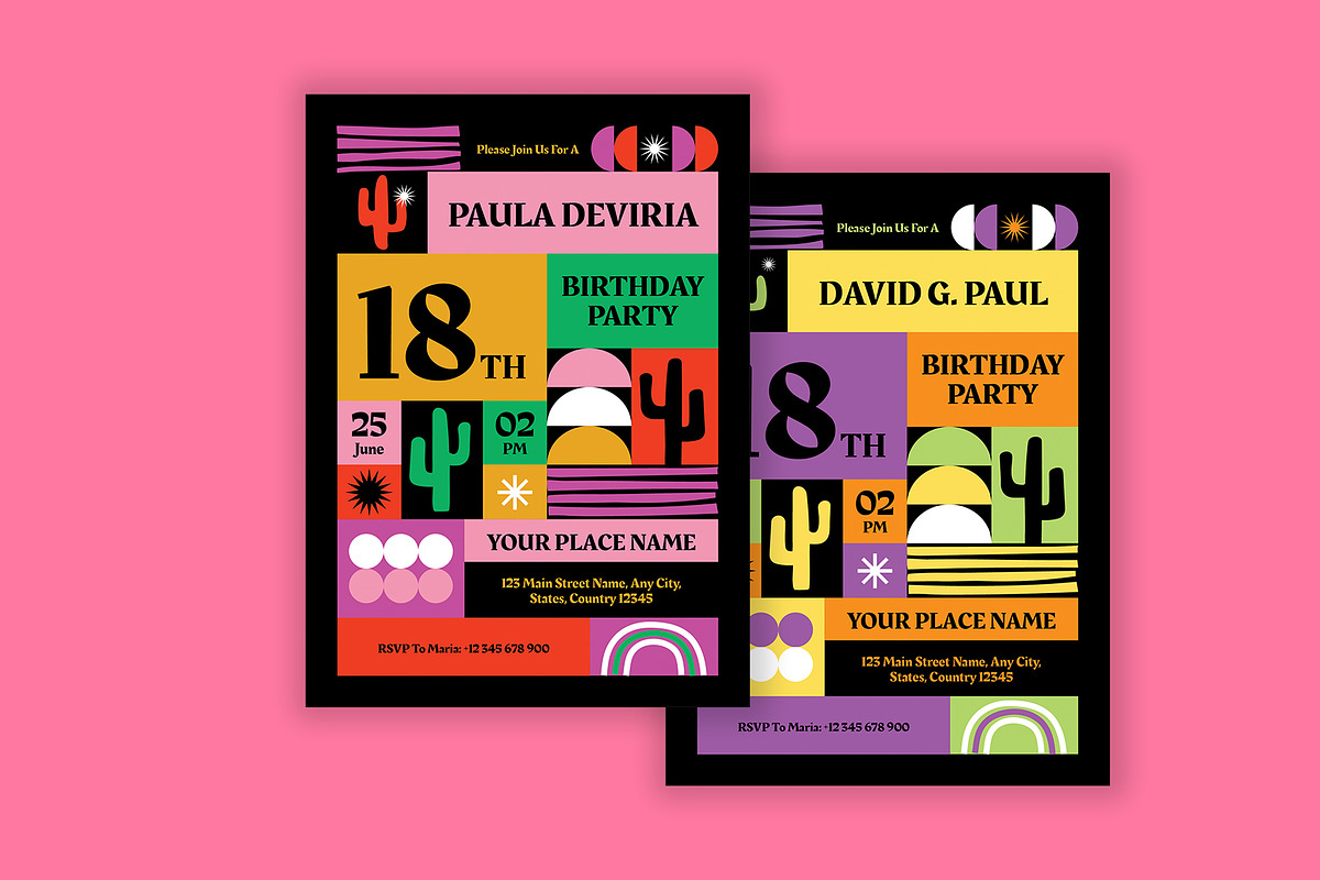 Abstract Shape Birthday Invitation, a Card Template by Neermana (Photo 4 of 4)