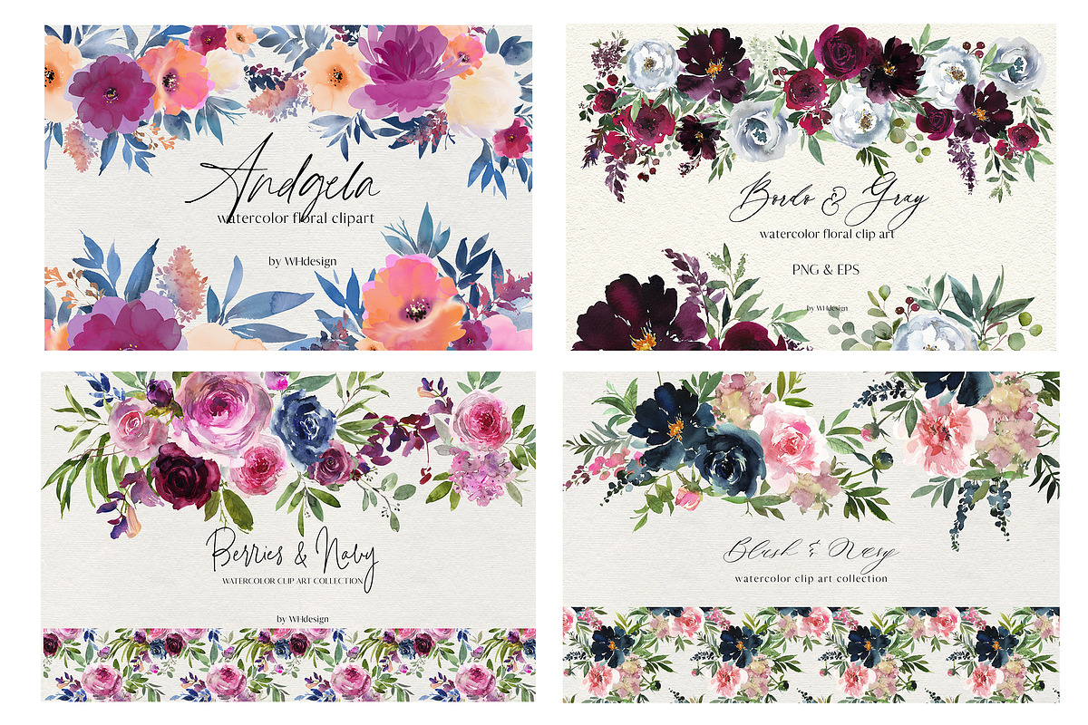 Watercolor Floral Bundle 90 in1, an Animal Illustration by whiteheartdesign (Photo 39 of 50)