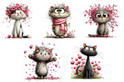 Whimsical Spring Cats Clipart Bundle, an Illustration by Dream Creation (Thumbnail 6 of 6)