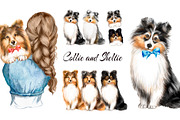 Collie and Sheltie dog set. Dogs art, an Animal Illustration by SavinV (Thumbnail 1 of 6)