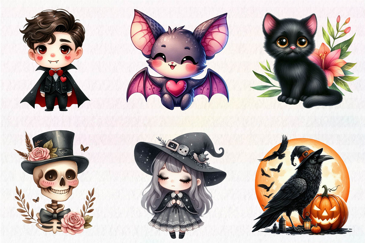 Kawaii Blush Halloween Stickers, an Illustration by CreationArt (Photo 5 of 5)