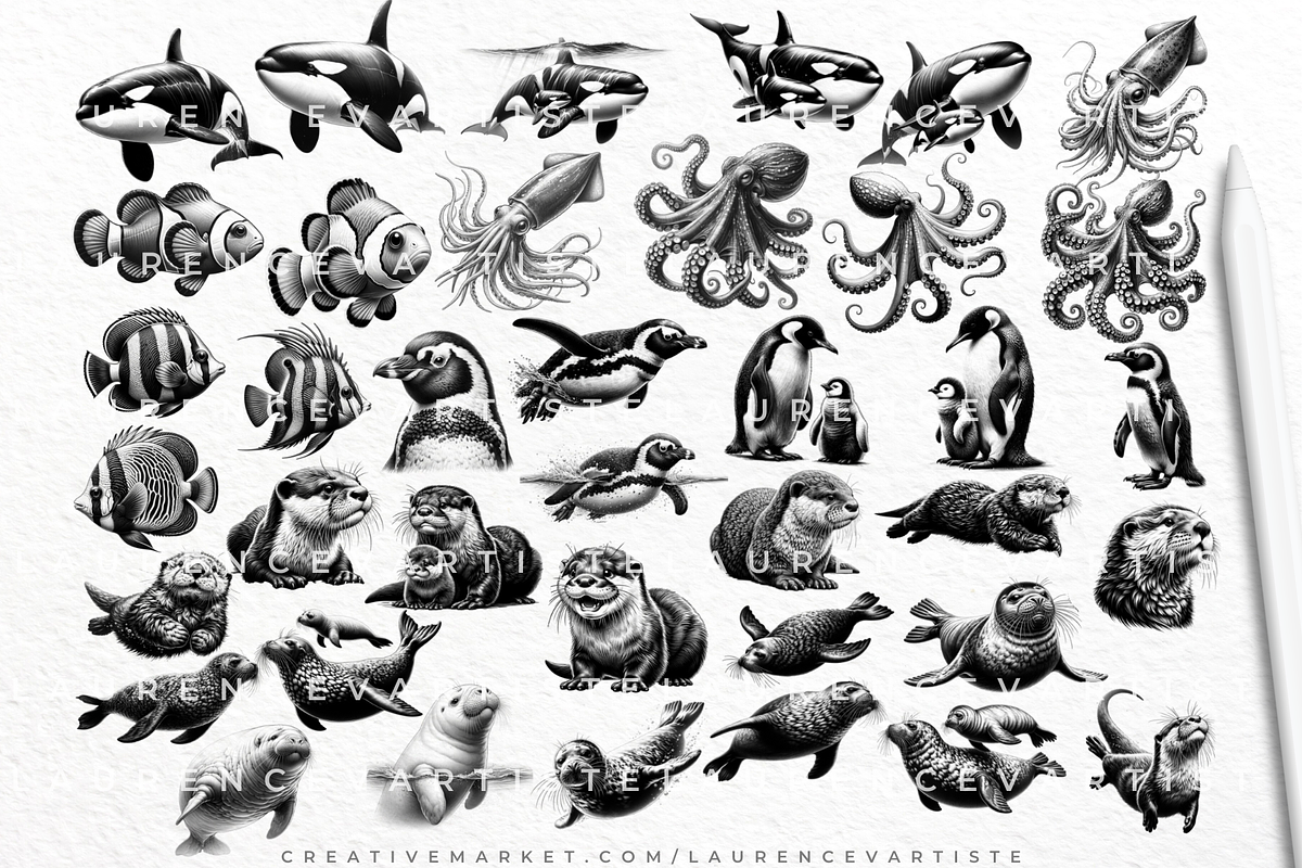 Sea Animal Procreate Brushes Stamps, a Brush Add-On by LaurenceVArtiste (Photo 5 of 8)