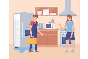repair man fridge, a Person Illustration by studiogstock