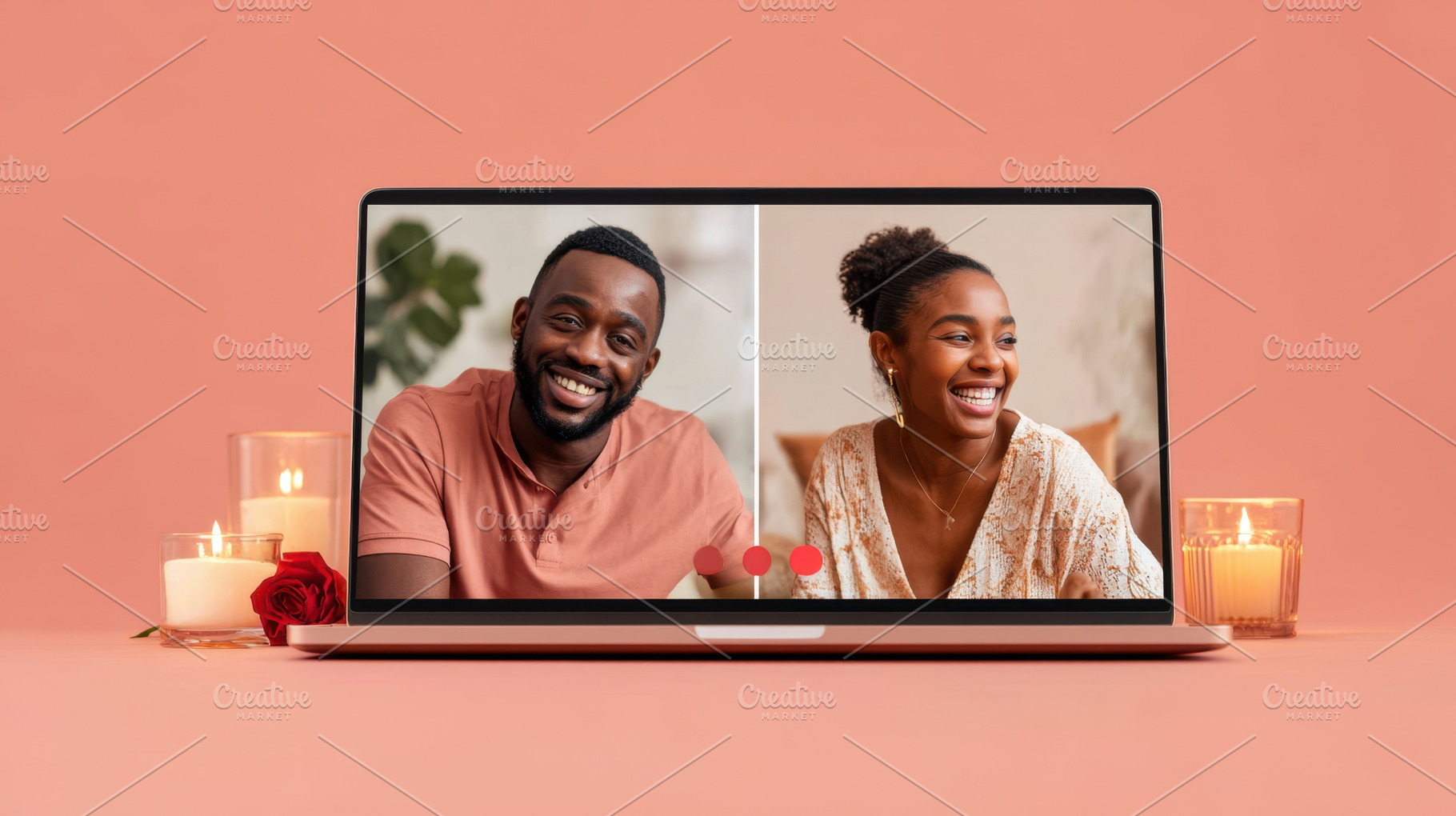 Romantic Video Call with Candles and Rose, a Technology Photo by AlyaAnd