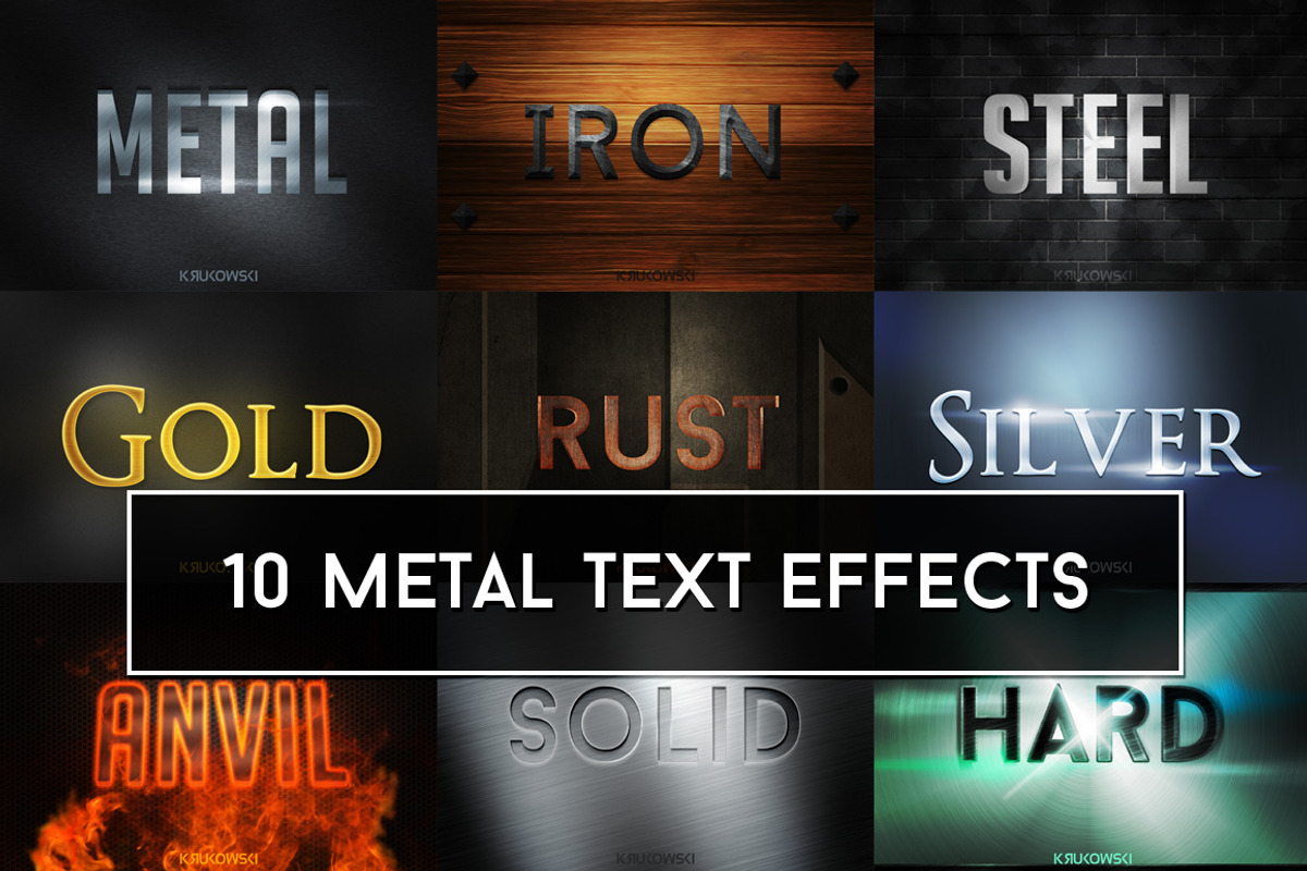 Metallic Text Effects, a Product Mockup by Krukowski Graphics