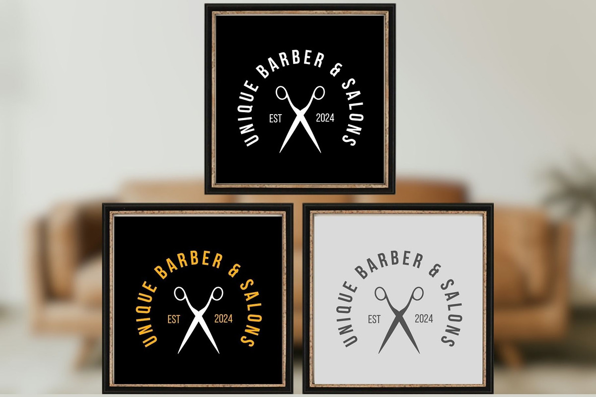 Premium Barber and Salon Brand Logo, a Branding & Logo Template by Mishek Munene (Photo 1 of 9)