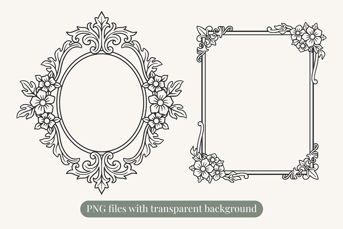 Vintage Ornamental Floral Frame, a Decorative Illustration by Kusumaillustration (Photo 5 of 10)