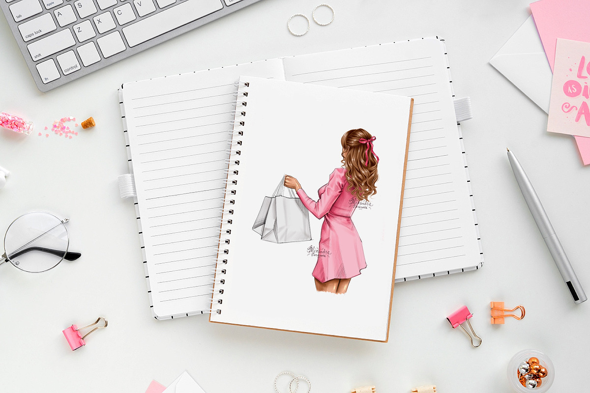 Fashion Girl Spring Pink Dress, a Person Illustration by BigArtLab (Photo 4 of 5)