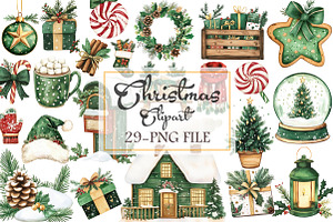 Watercolor Christmas Clipart PNG, an Illustration by Libby Wishes