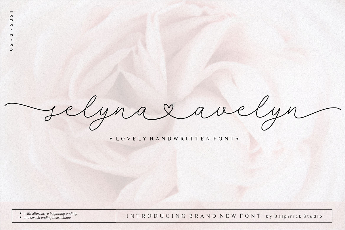 selyna avelyn - Lovely Handwritten, a Script Font by Balpirick Studio (Photo 1 of 7)