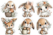 Watercolor Bunny Clipart, an Illustration by Pixels.Craft (Thumbnail 6 of 6)