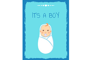 Its A Boy Greeting Card, Swaddled