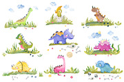 Watercolor Dinosaur Clipart Baby, an Object Graphic by the_myro (Thumbnail 8 of 11)