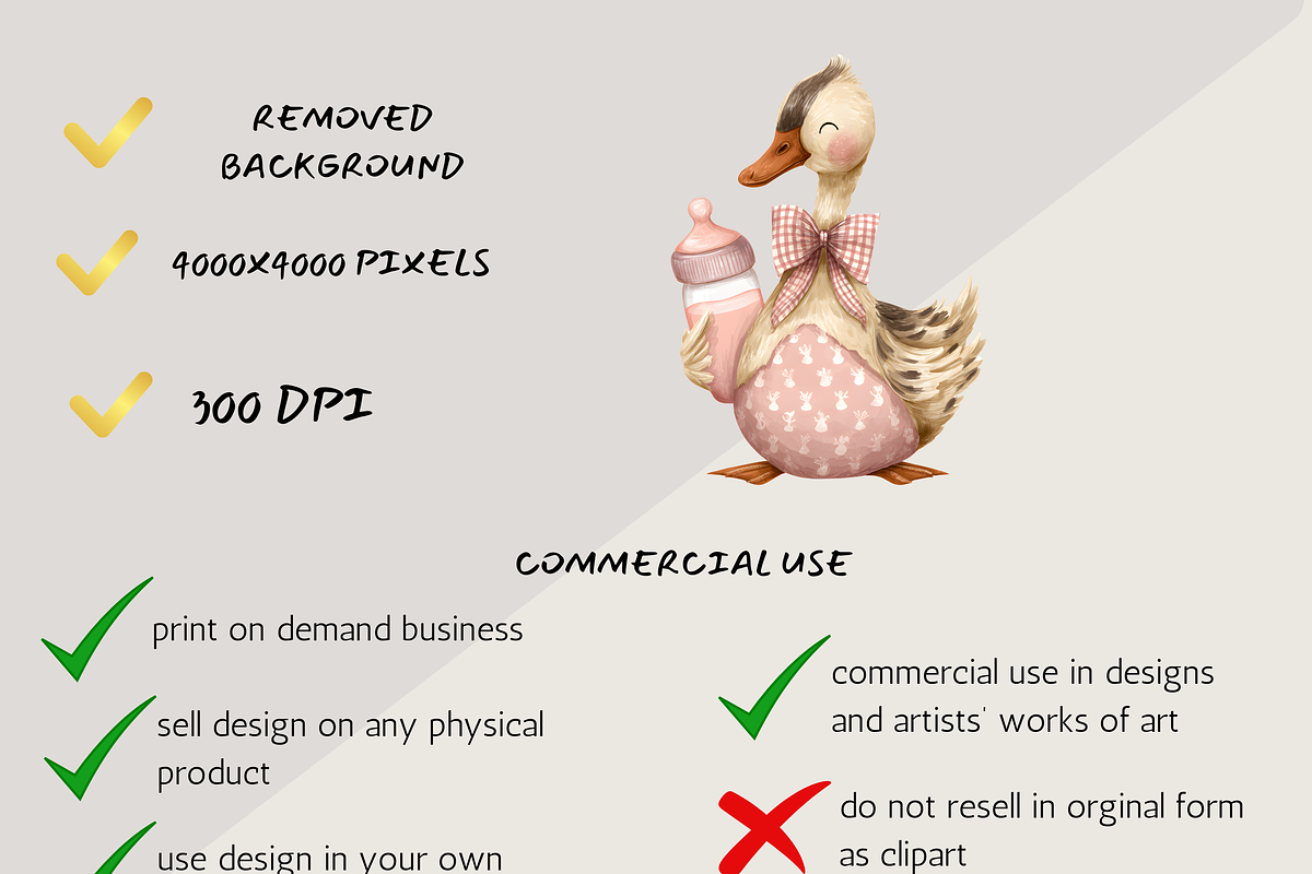 SILLY GOOSE BABY SHOWER CLIPART, an Animal Illustration by Daring Digies (Photo 5 of 7)