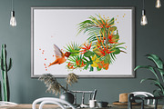 Watercolor Tropical plant & Bird, an Object Graphic by FineArt (Thumbnail 10 of 22)