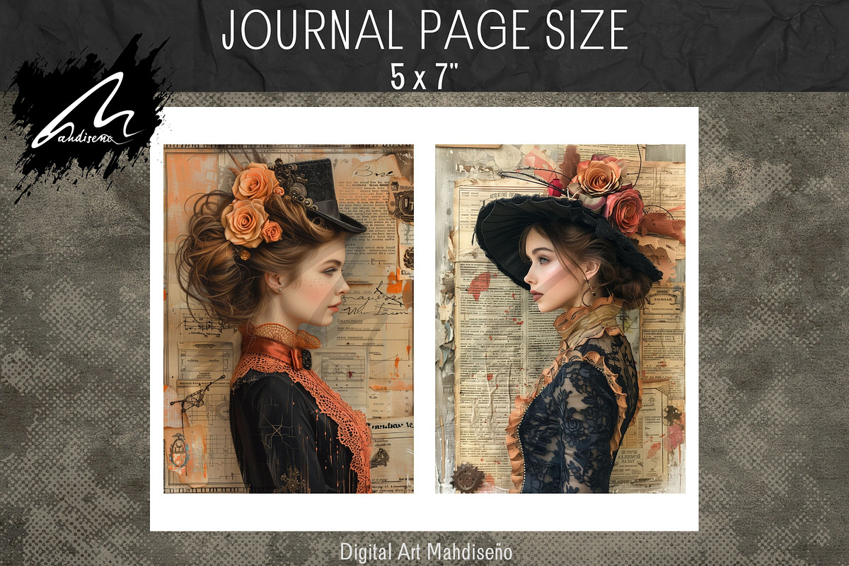 Victorian Girl Junk Journal Pages, a Person Illustration by Digital Art Mahdiseño (Photo 8 of 10)