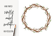 Round Watercolor Organic Wreath, an Illustration by DailyMiracleDigitals,LLC (Thumbnail 1 of 6)