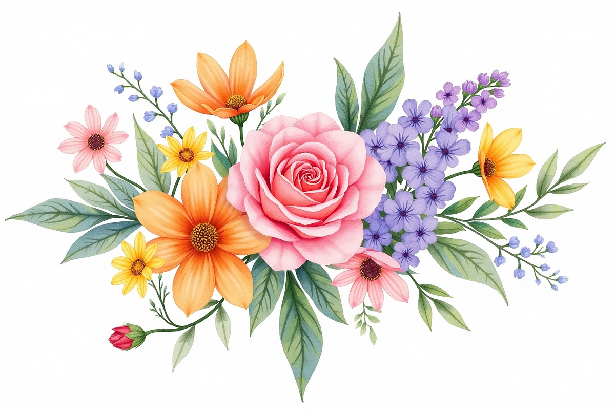 Pastel Floral Watercolor Art, an Illustration by jahid234 (Photo 4 of 11)