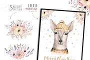Christmas deer and raccoon animals, an Animal Illustration by Peace ART (Thumbnail 8 of 13)