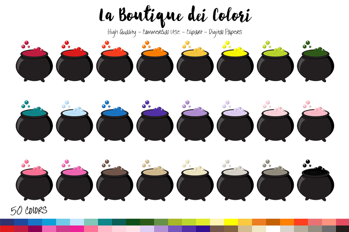 50 Rainbow Cauldron Clip Art, an Illustration by La Boutique dei Colori
