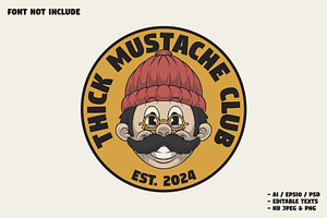 men face with thick mustache, a Branding & Logo Template by Judsart