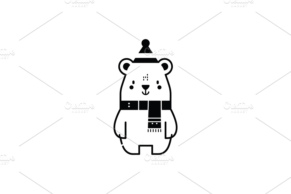 Bear Logo Design Winter Scarf, a Branding & Logo Template by Vectorium Studio (Photo 1 of 2)