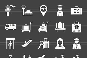 50 Airport Glyph Inverted Icons