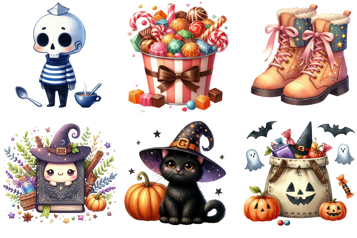 Cute Halloween Clipart SVG PNG Bundl, an Illustration by DreamArtGraphic (Photo 3 of 5)