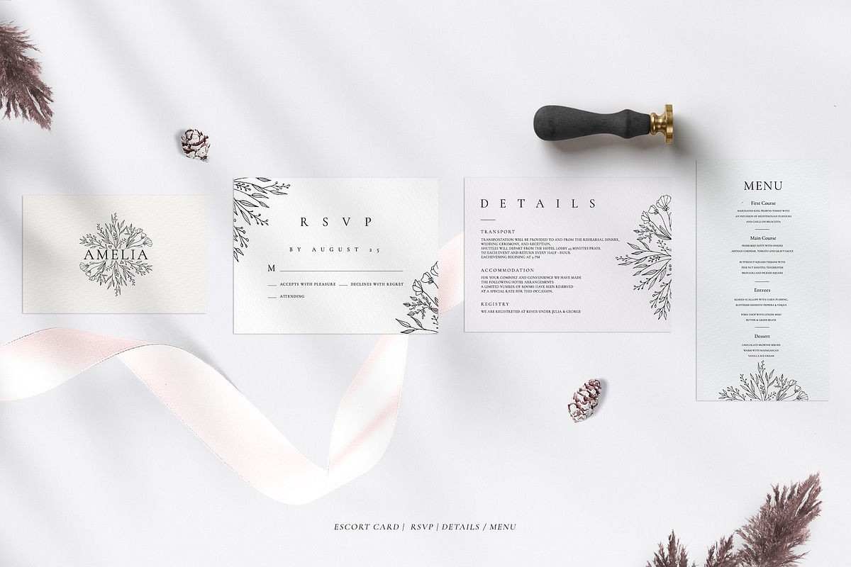 Minimal Sketch Floral Wedding Suite, an Invitation Template by Azka Creative (Photo 4 of 8)