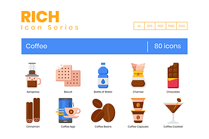 80 Coffee Icons Rich