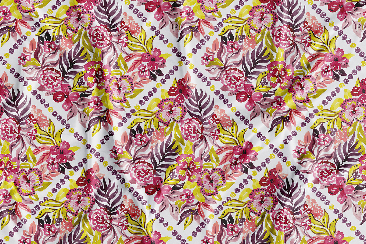 Rich Watercolor Floral Pattern, a Pattern Graphic by SirenaArt (Photo 9 of 17)
