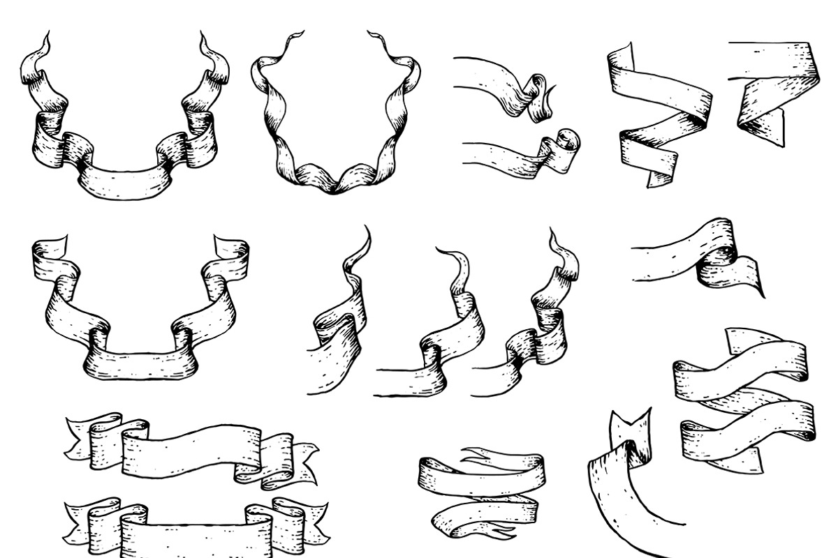 Hand Drawn Ribbons & Drapes, an Object Graphic by danielcomerci