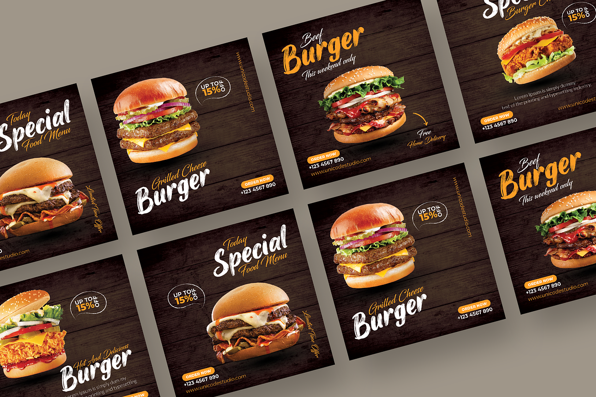 Burger - Instagram Post Template, a Social Media Template by UnicodeID (Photo 2 of 4)