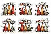 Whimsical Christmas Cats Clipart, a Texture Illustration by DreamPrint404 (Thumbnail 2 of 6)