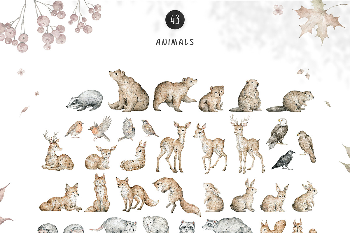 Autumn Forest. Watercolor animals, an Animal Illustration by Kreker Kate (Photo 8 of 9)