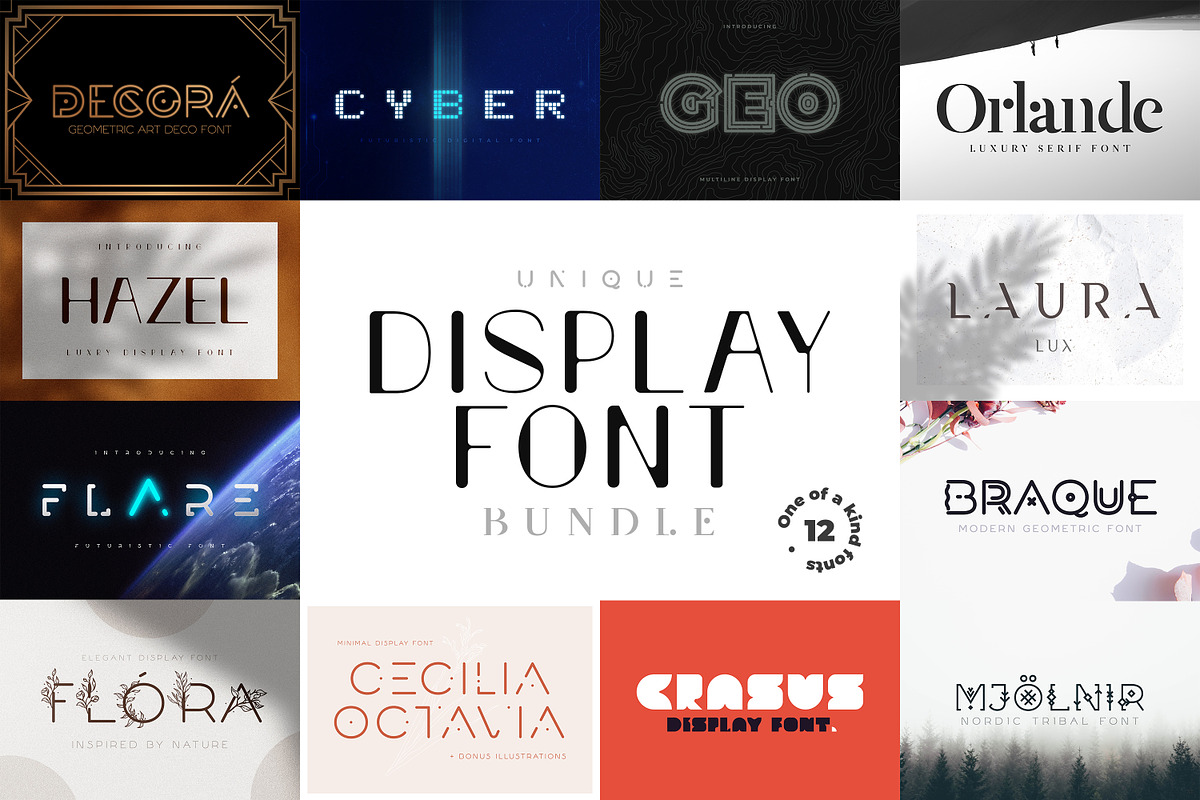 Unique Display Font Bundle, a Font by AndrewPixel (Photo 1 of 99)