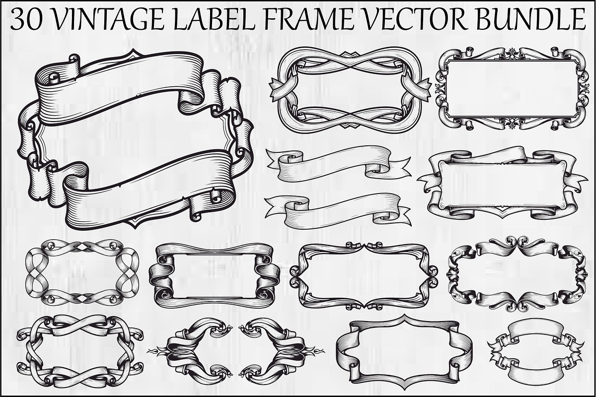 Vintage Label Frame Vector Bundle, an Illustration by Gaye Art (Photo 1 of 31)