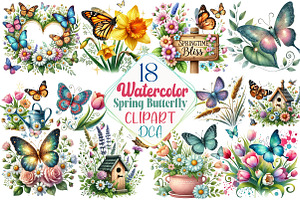 Spring Butterfly Sublimation Clipart, an Illustration by DreamCafeArt