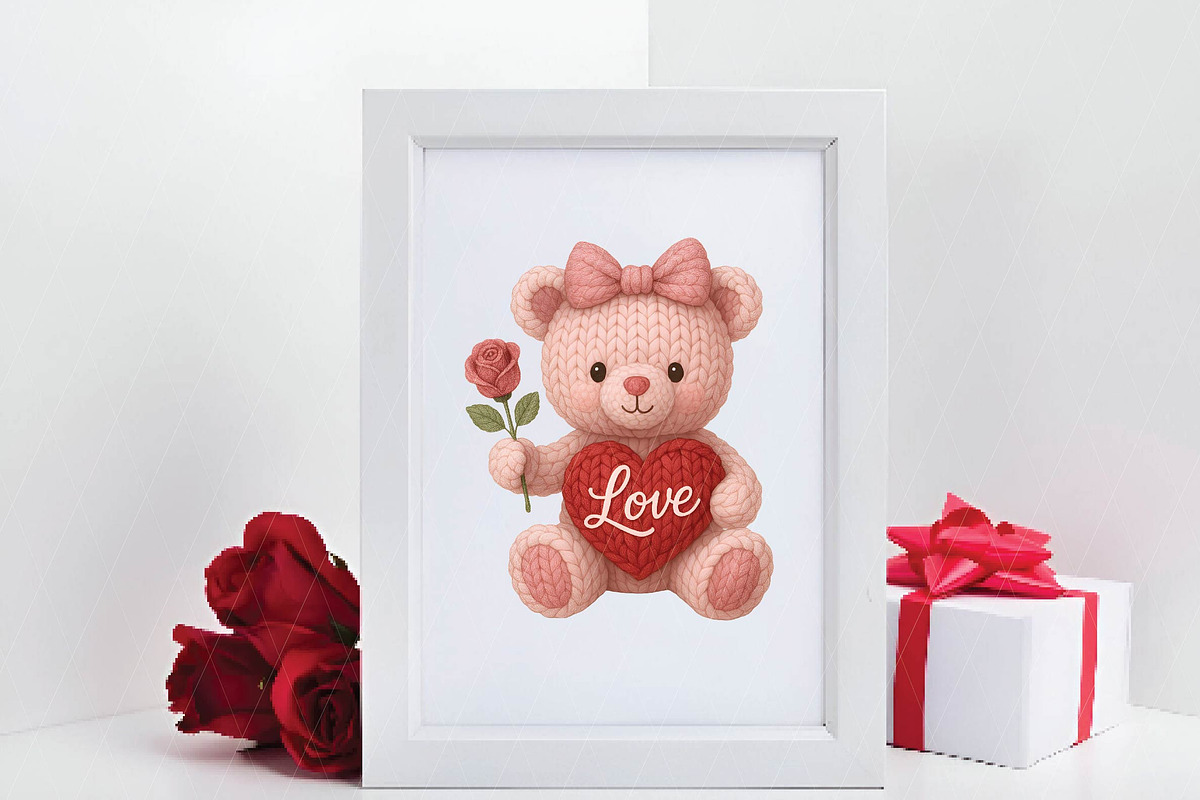 Crochet Yarn Valentine Teddy Bear Pn, an Illustration by DreamPrint404 (Photo 3 of 8)
