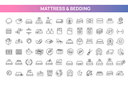 Mattress and Bedding Icons, an Outline Icon by Tettygreen (Thumbnail 1 of 2)