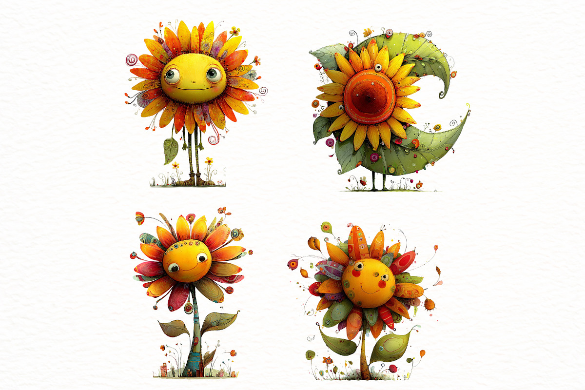 Whimsical sunflower Clipart, an Illustration by Designworld (Photo 5 of 8)