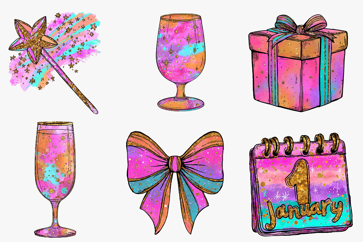 New Year Clipart, an Illustration by CreationArt (Photo 4 of 5)